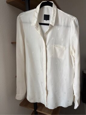 R+A 100% Silk Skull Shirt — Size M